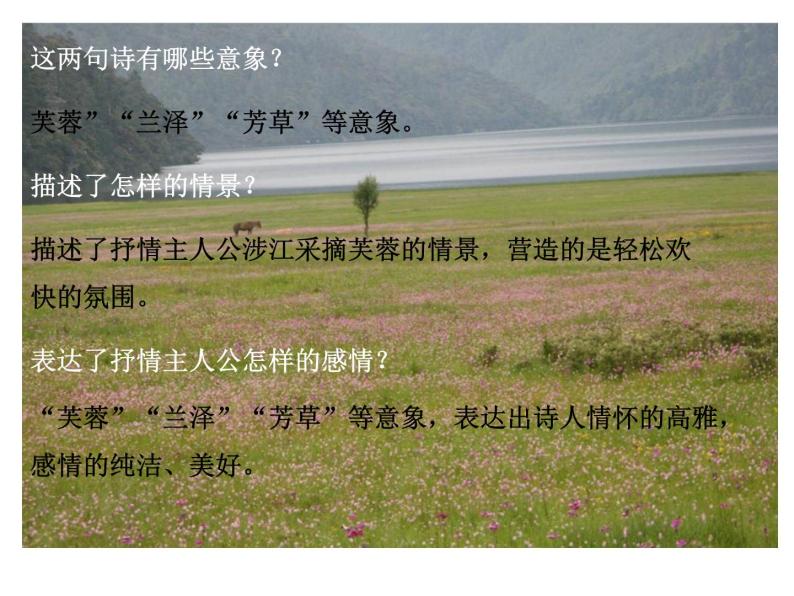 2020年人教版语文高一下学期必修二第二单元第七课《诗三首：涉江采芙蓉》课件08