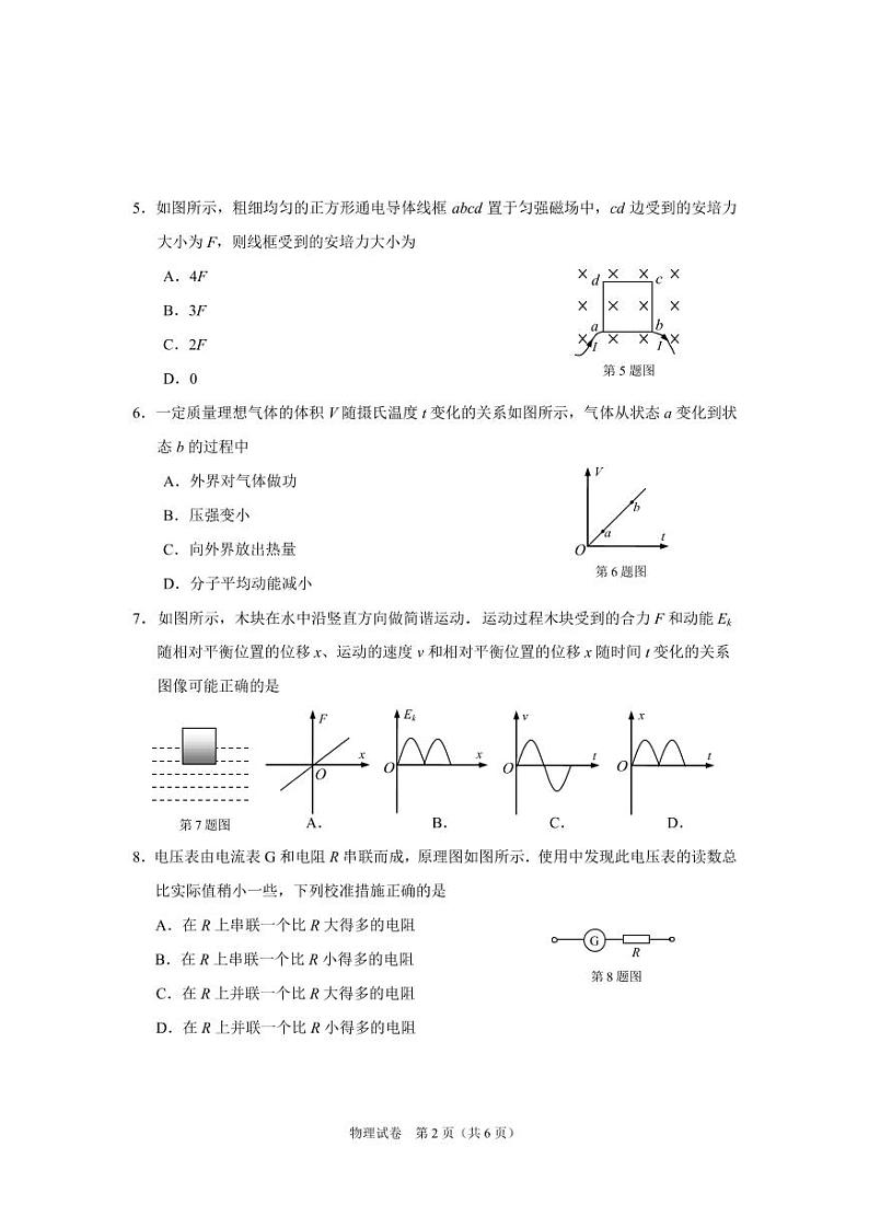 考前练习卷(物理)第2页