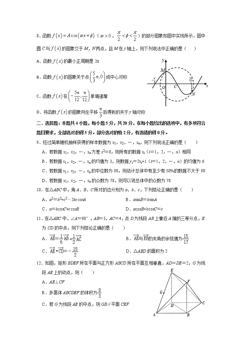 2020-2021学年湖南省邵阳邵东市第一中学高一下学期期末考试数学试题02