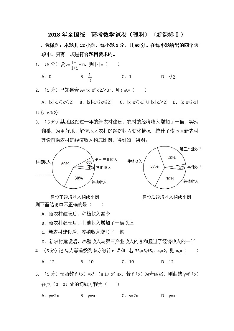 2018年全国统一高考数学试卷(理科)(新课标ⅰ)(含解析版)第1页