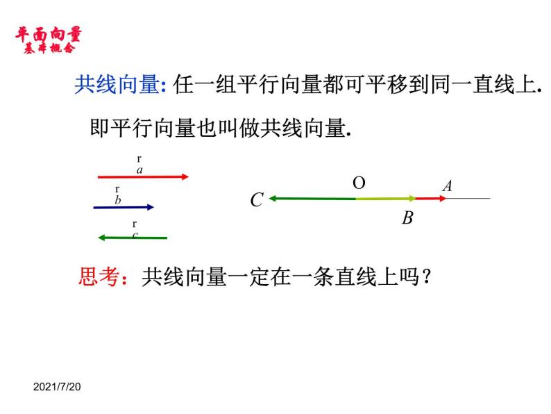 高中数学人教版新课标A必修4  2.1平面向量的实际背景及基本概念课件07