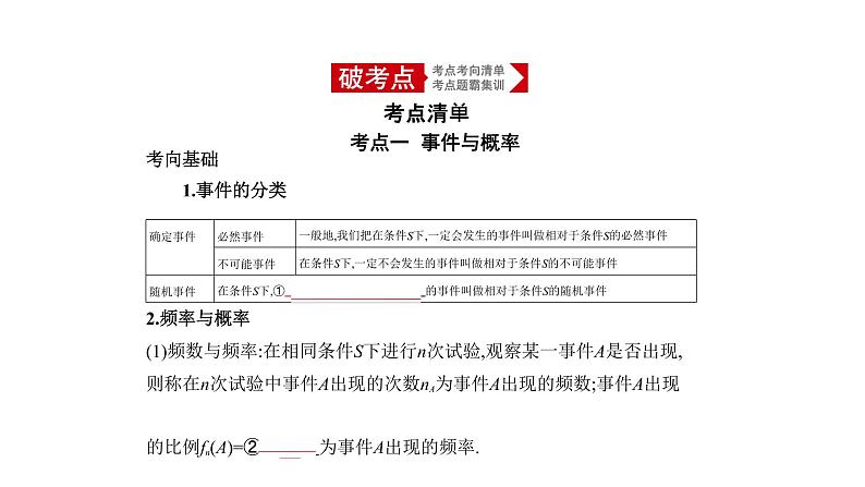 2020版高考数学(天津专用)大一轮精准复习课件:11.1 随机事件与古典概型 【KS5U 高考】01