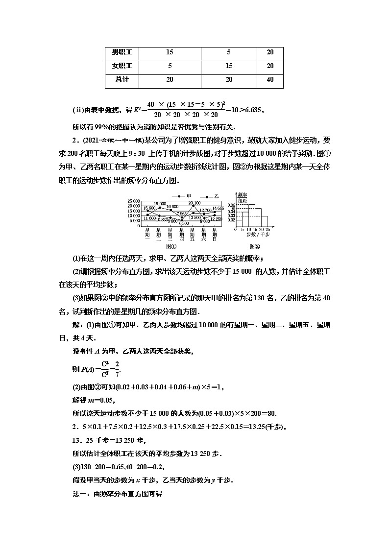 课时过关检测(六十五) 概率与统计中的数据分析与数学建模02