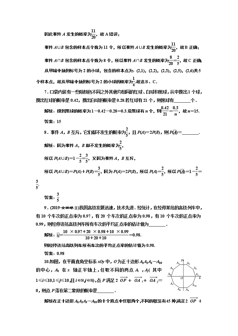 课时过关检测(五十九)  随机事件的概率及古典概型03