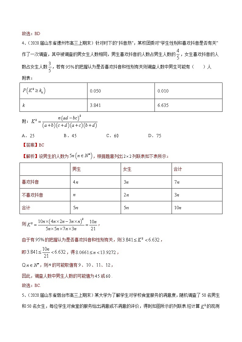 优化提升专题训练(新高考) 变量间的相关关系、统计案例(含答案解析)学案第3页