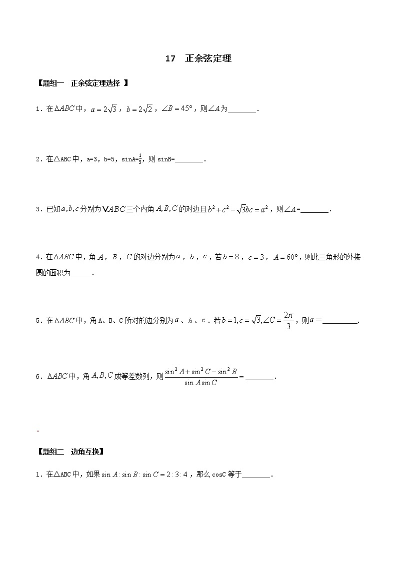 閉關(guān)修煉17 正余弦定理（高中數(shù)學(xué)新人教A版）教材新課同步升華學(xué)案第1頁