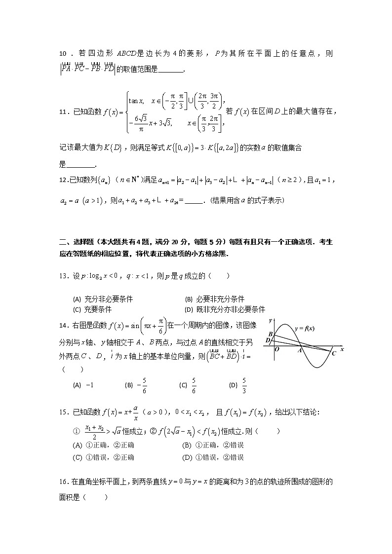 2021年上海市闵行区高考二模数学试卷第2页