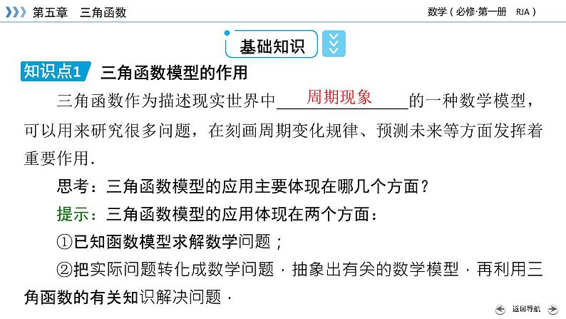 新教材2021-2022学年数学人教A版必修第一册课件:5.7+三角函数的应用+【高考】07