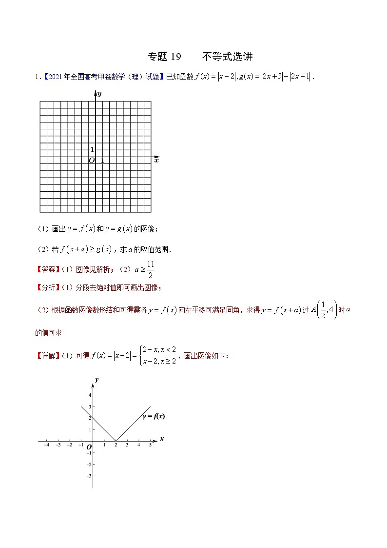 三年(2019-2021)高考数学(理)真题分项汇编之专题19不等式选讲(解析版)01