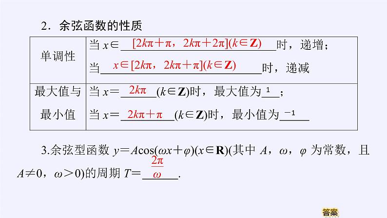 (课件)余弦函数的性质与图像学案07