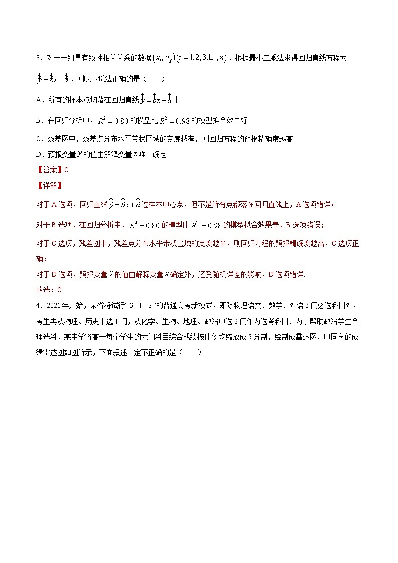 专题08 成对数据的统计分析【专项训练】(解析版)第2页