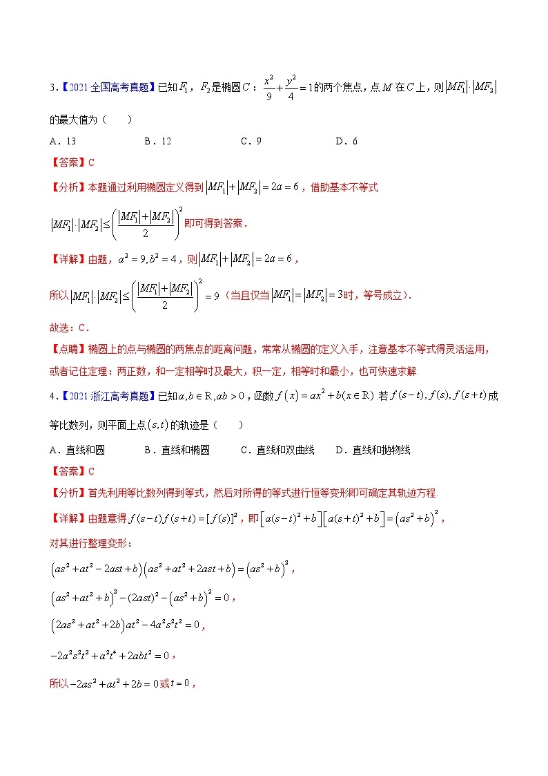 三年（2019-2021）高考数学（理）真题分项汇编之专题07平面解析几何（选择题、填空题）（解析版）02