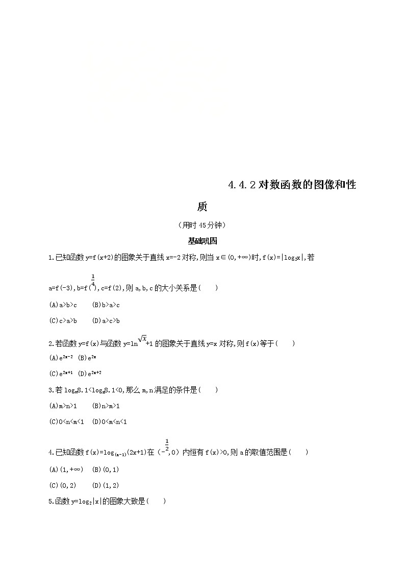 2021年高中数学人教版必修第一册:4.4.2《对数函数的图像和性质 》同步练习(2)(原卷板)01