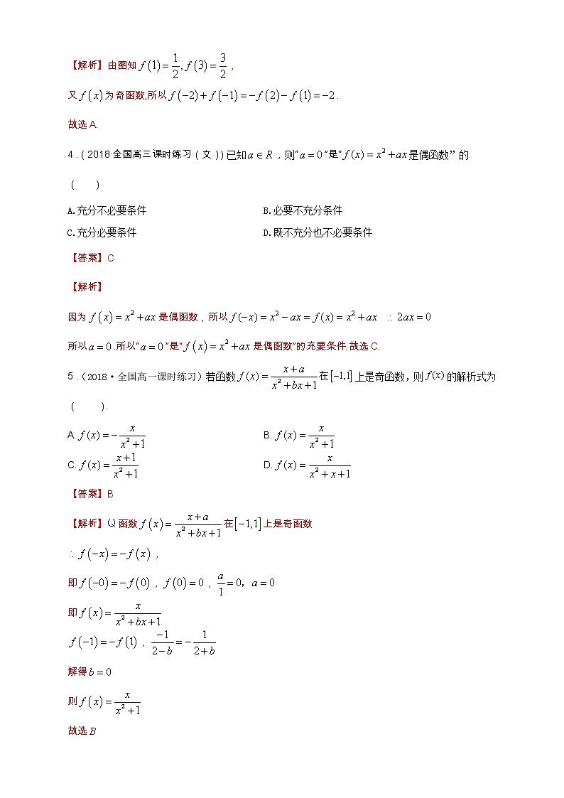 2021年高中数学人教版必修第一册:3.2.2《奇偶性》同步练习(1)(含答案详解)02