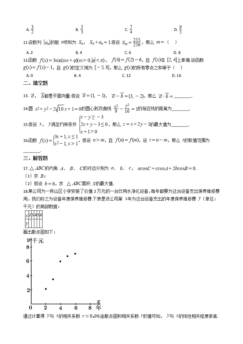 2021届云南省高三理数二模试卷及答案03