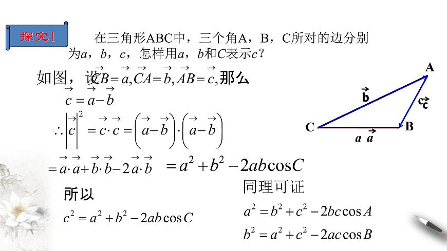 人教版高中數(shù)學(xué)必修第二冊6.4.3《余弦定理、正弦定理（第1課時）余弦定理》課件(共18張) (含答案)第4頁