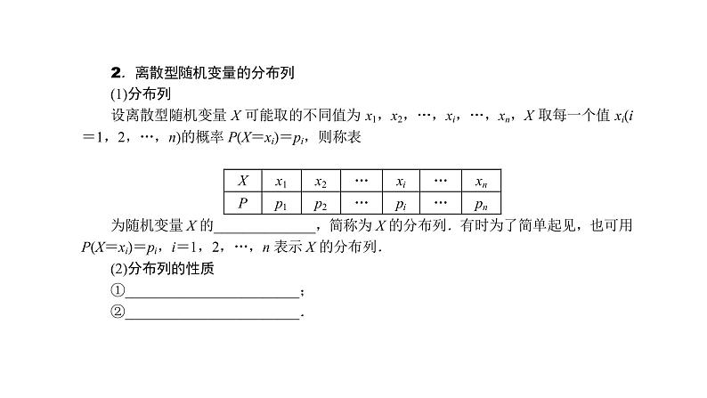 2022届新高考一轮复习人教B版 9.4 离散型随机变量的分布列、均值与方差 课件(39张)第2页