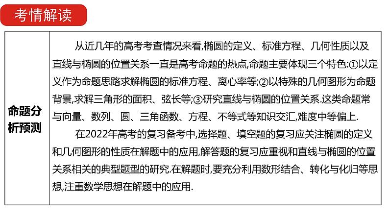 2022版高三全国统考数学(文)大一轮备考课件:第10章第1讲 椭圆06