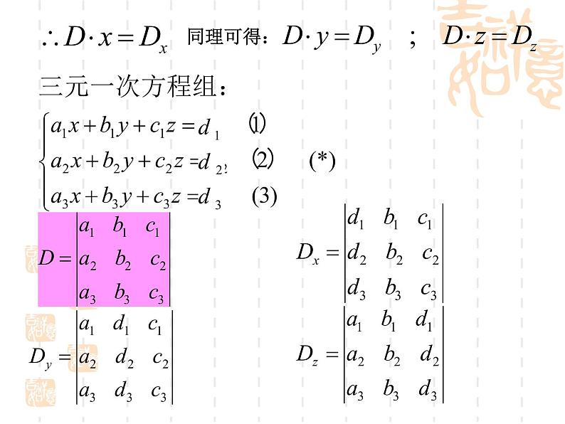 沪教版(上海)高二数学上册 9.4 三阶行列式_ 课件05