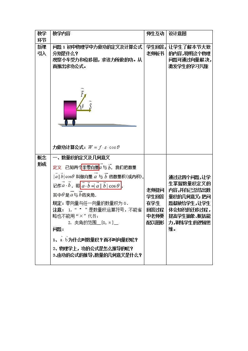 高中数学北师大版必修四 2.5从力做的功到向量的数量积 教案202