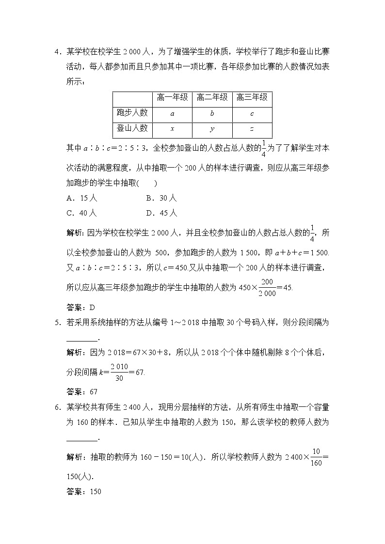 高中數(shù)學(xué)北師大版必修3 第一章 2.2 分層抽樣與系統(tǒng)抽樣 作業(yè)第2頁