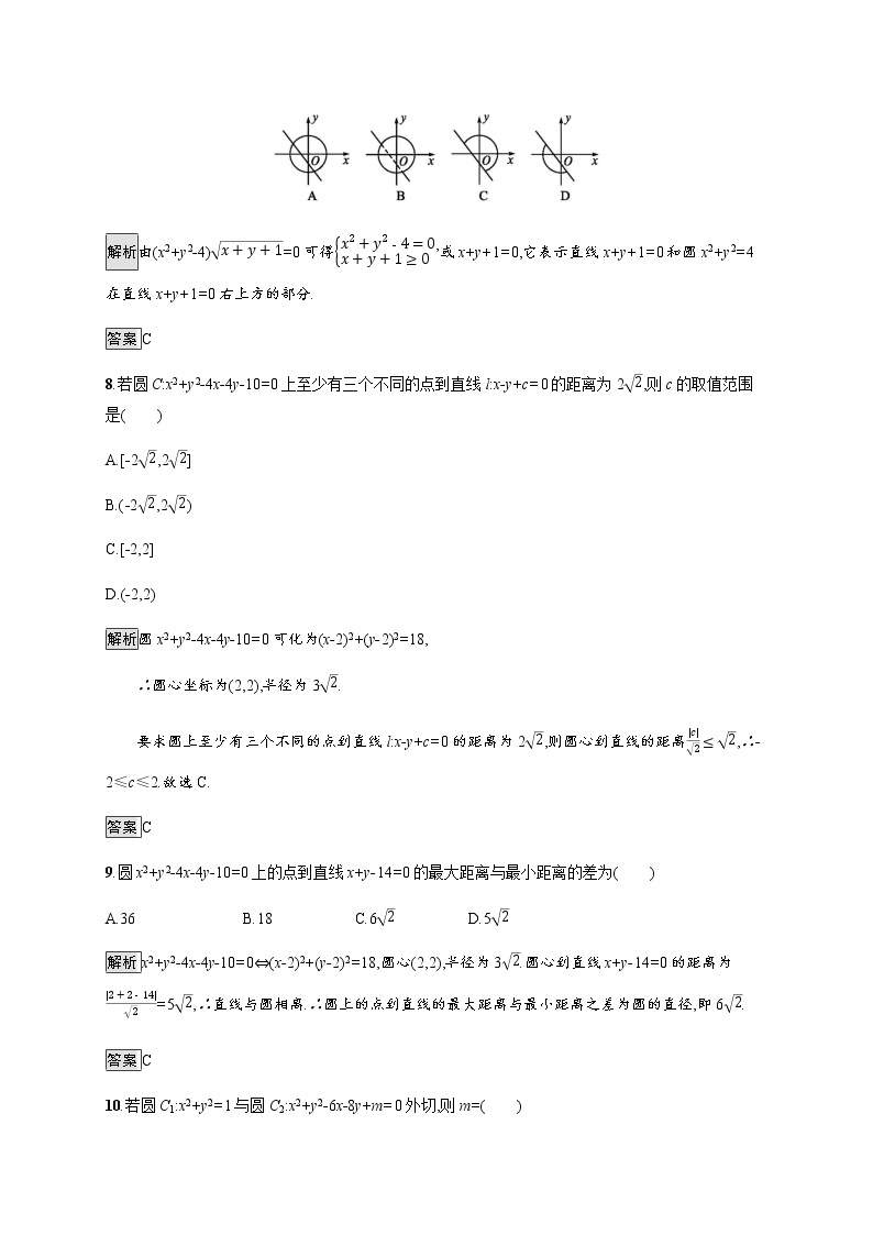 高中数学第四章圆与方程测评作业含解析新人教A版必修203