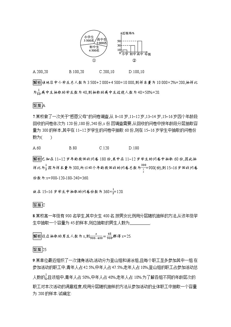 高中数学第9章统计9.1.2_9.1.3分层随机抽样获取数据的途径训练含解析新人教A版必修第二册第3页