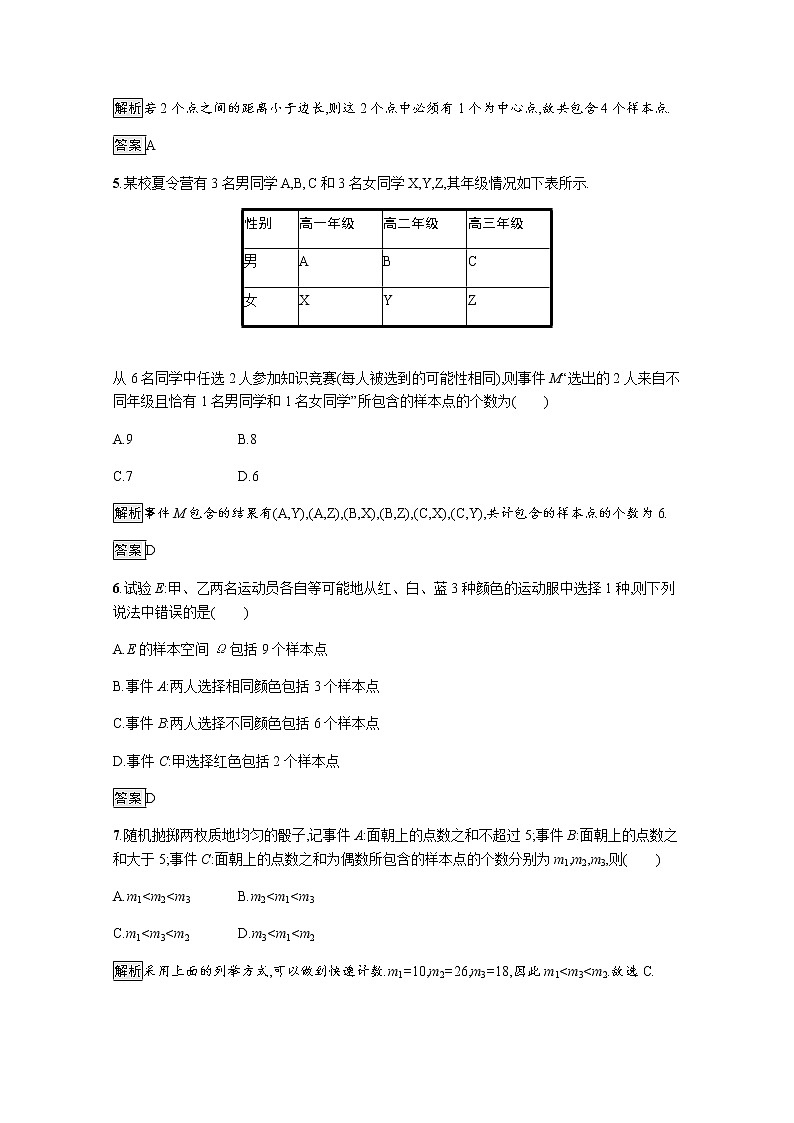 高中数学第10章概率10.1.1有限样本空间与随机事件训练含解析新人教A版必修第二册第2页