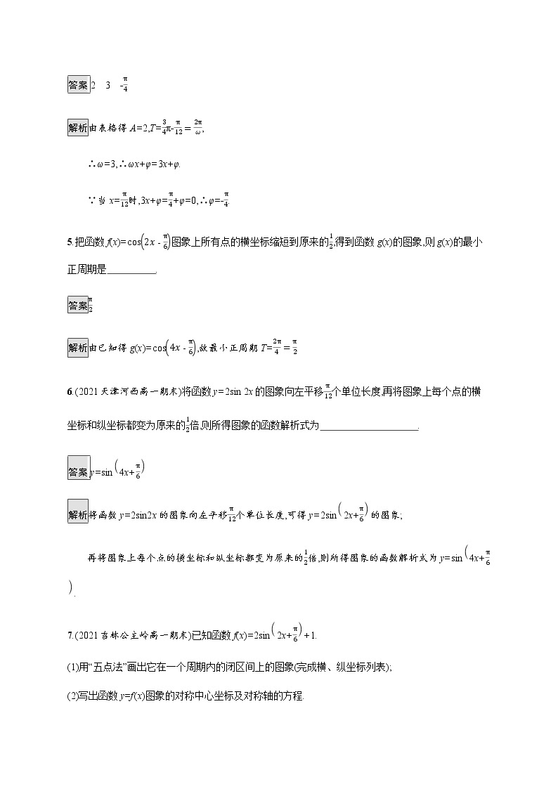 高中数学第五章三角函数5.6第1课时函数y=Asinωxφ的图象课后篇巩固提升含解析新人教A版必修第一册练习题03