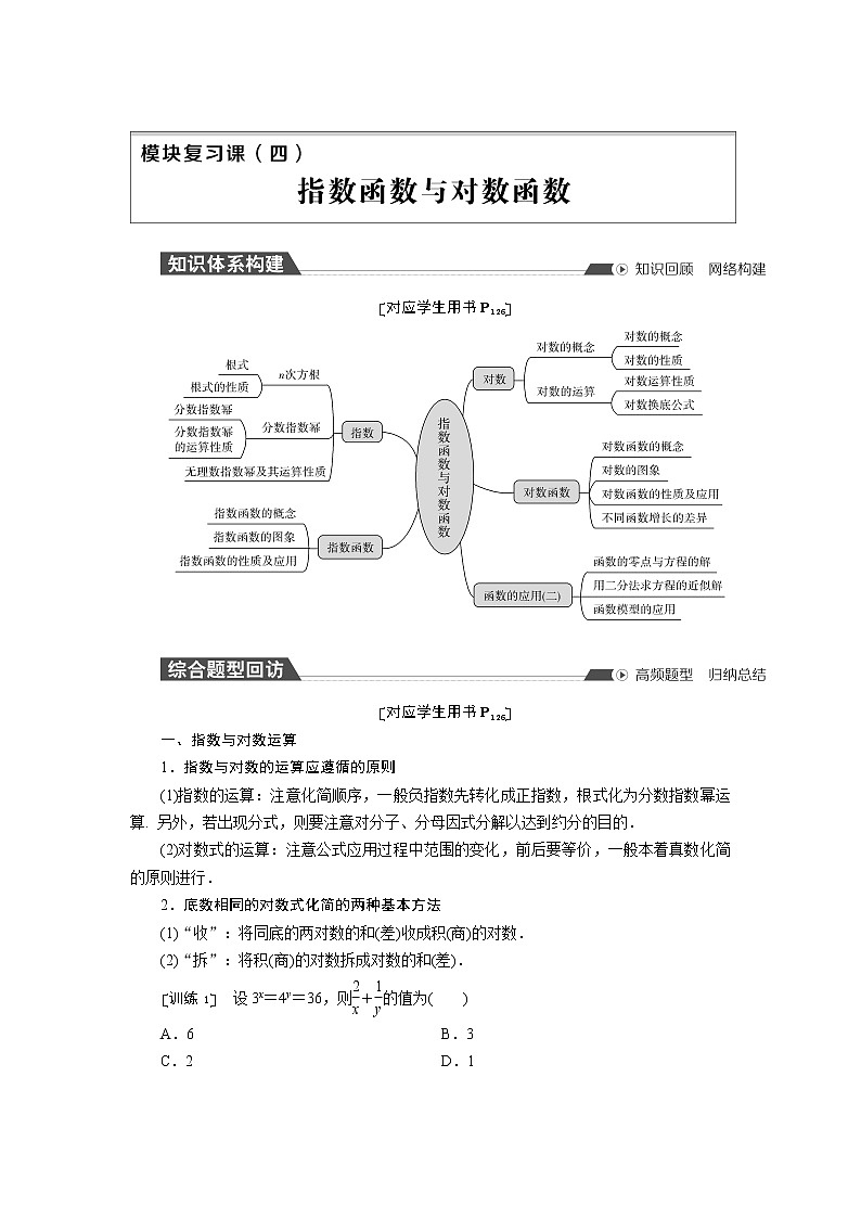 高中数学人教A版必修第一册模块复习课04 指数函数与对数函数(章节强化训练)含解析第1页