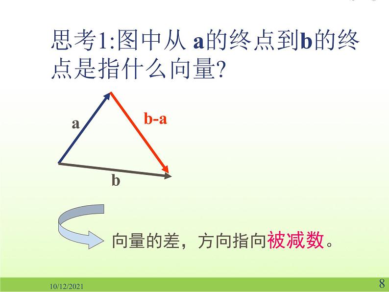 高中数学北师大版必修四 2.2.2向量的减法 课件(19张)第8页