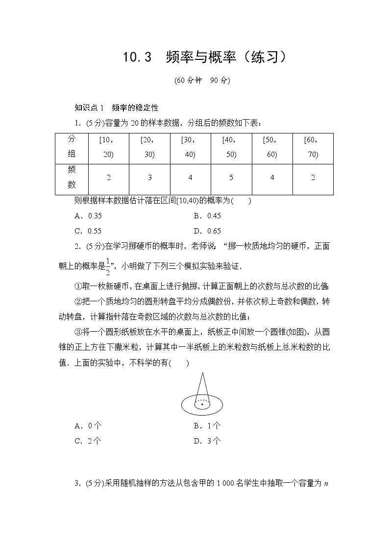 10.3 频率与概率(练习)(原卷版)第1页