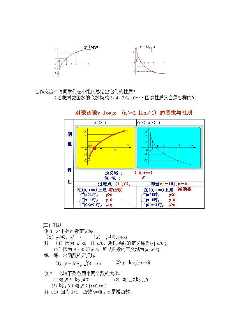 高中數(shù)學(xué)北師大版必修1 第三章 5.3 對數(shù)函數(shù)的圖像和性質(zhì) 教案1第2頁