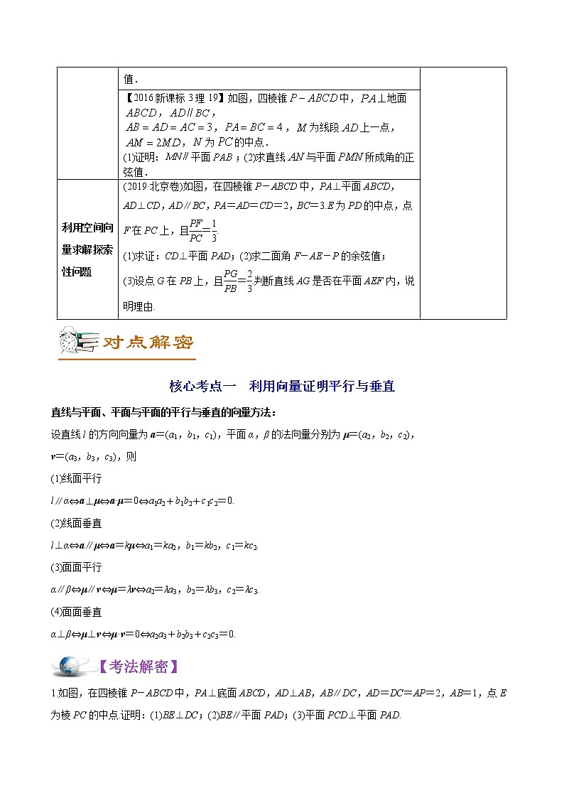 解密07 空间几何中的向量方法(讲义)-【高考数学之高频考点解密】练习题学案02