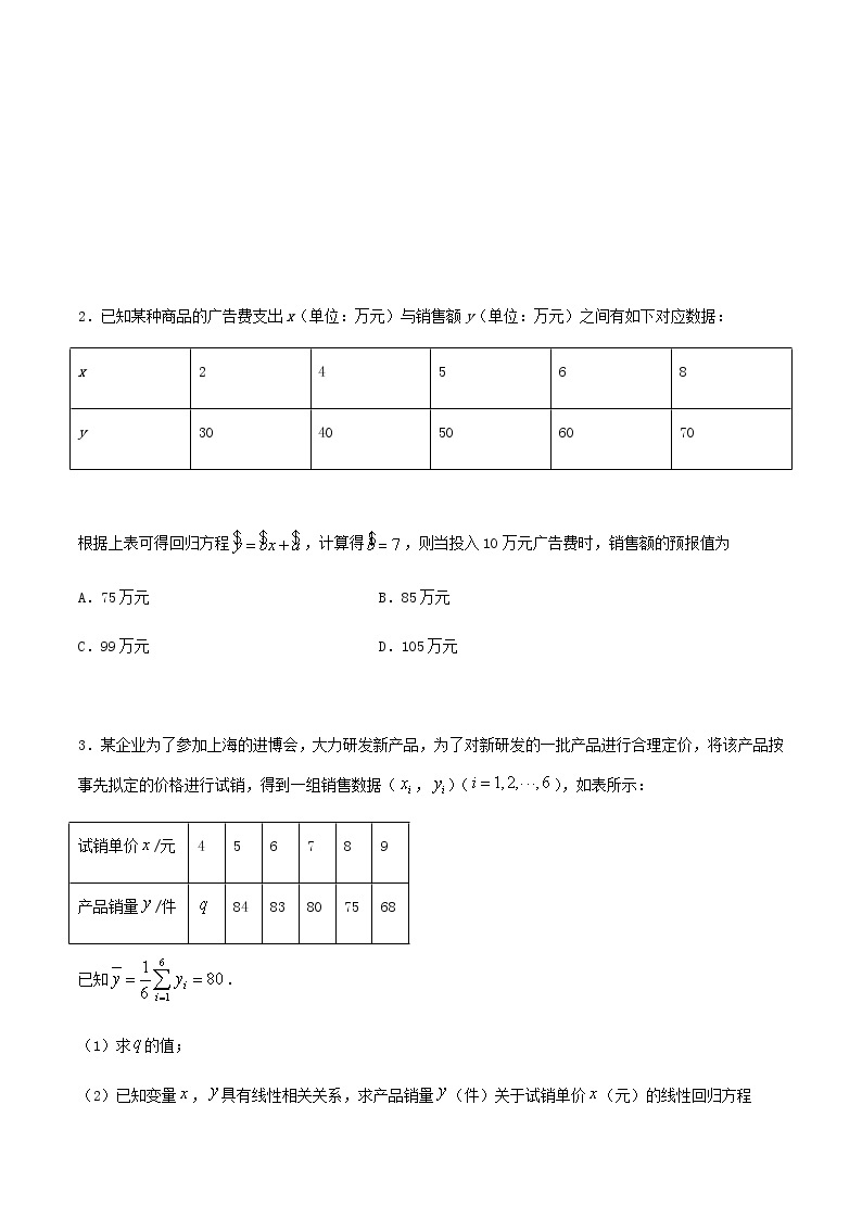 考点32 线性回归方程与列联表（讲解） （原卷版）02
