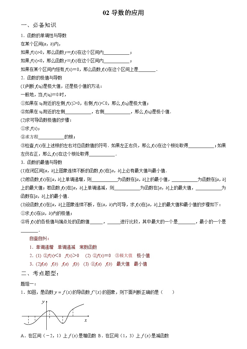 一轮复习专题3.2 导数的应用(解析版)教案第1页