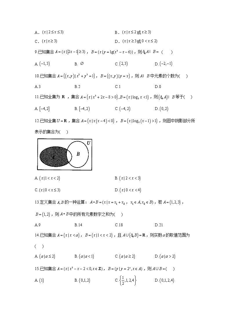 2021届高考数学二轮复习常考题型大通关(新高考)选择题:集合第2页