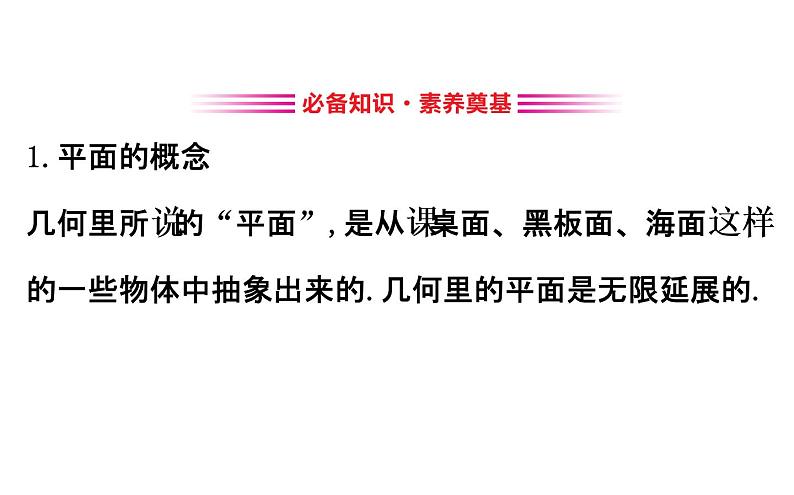 高中数学人教A版必修2第2章 点、直线、平面之间的位置关系 2.1.1 平 面课件第3页