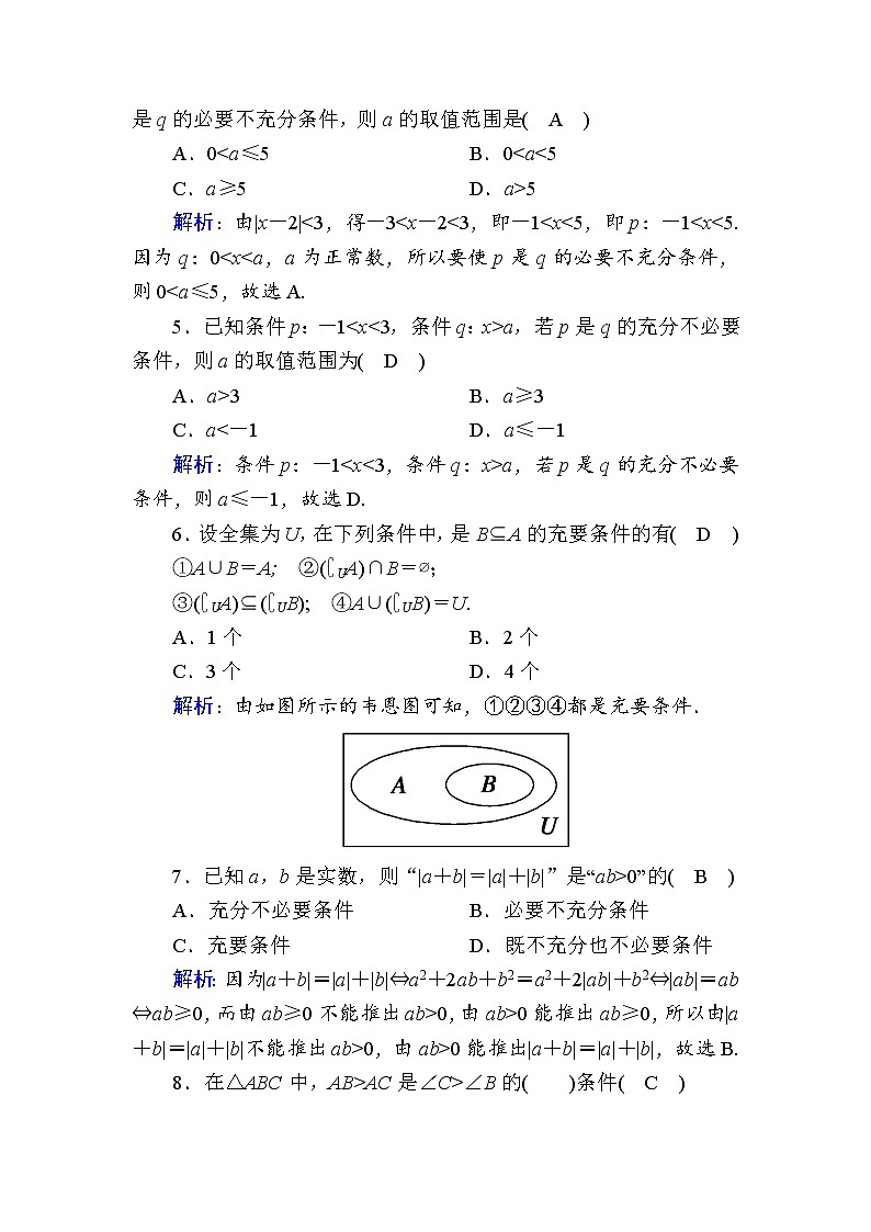 2020-2021学年高中数学人教A版(2019)必修第一册 1-4-2 充要条件 作业第2页