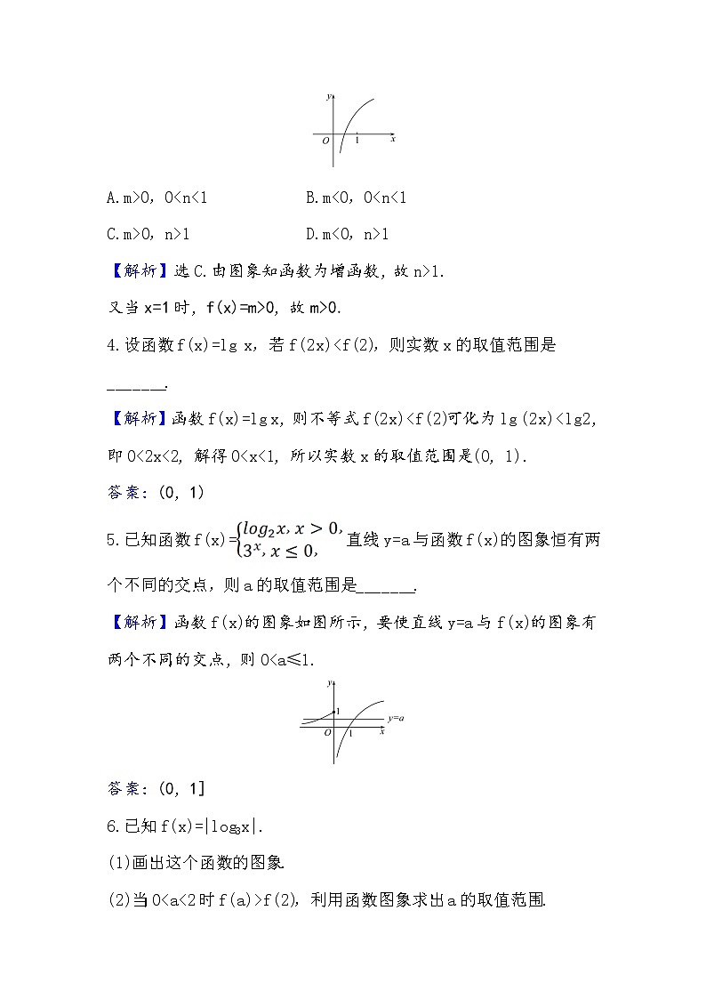 2020-2021学年高中数学人教A版(2019)必修第一册 4.4.2 对数函数的图象和性质 作业1第2页