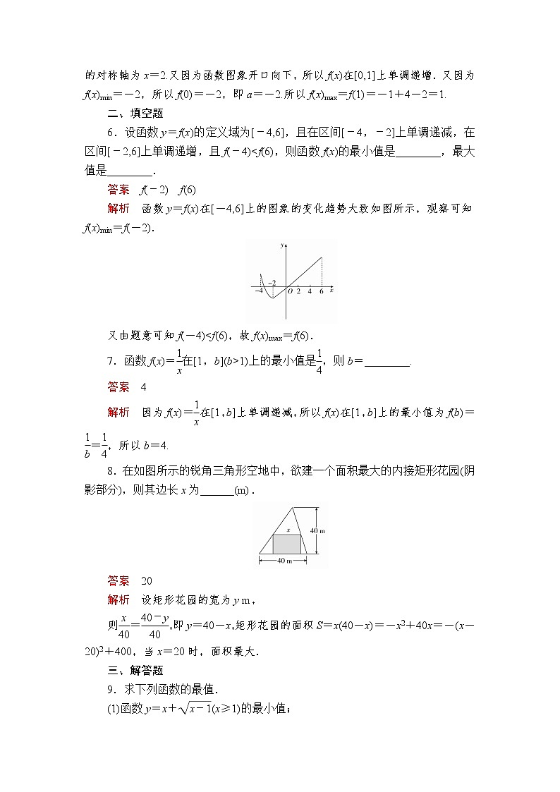 2020-2021学年高中数学人教A版(2019)必修第一册 3.2.1 第2课时 函数的最大(小)值 作业 练习02