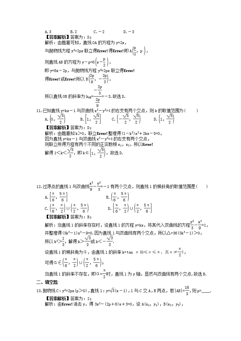 2021年高中数学选修《直线与圆锥曲线的综合问题》同步精选(解析版)第3页