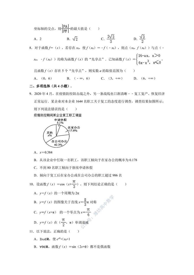 2021届湖南省岳阳市高考一模数学试卷(解析版)02