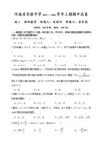河南省实验中学2022届高三上学期期中考试数学（理）含答案