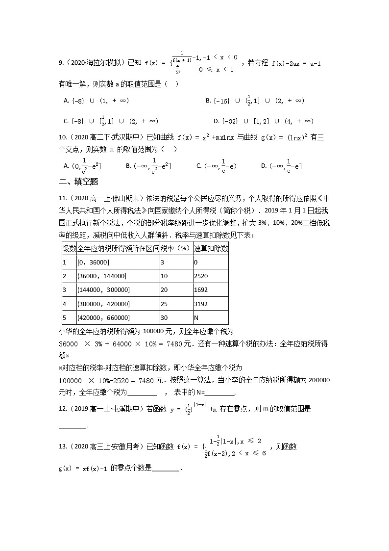 人教新课标A版必修1第三章 函数的应用 单元练习(含答案)02