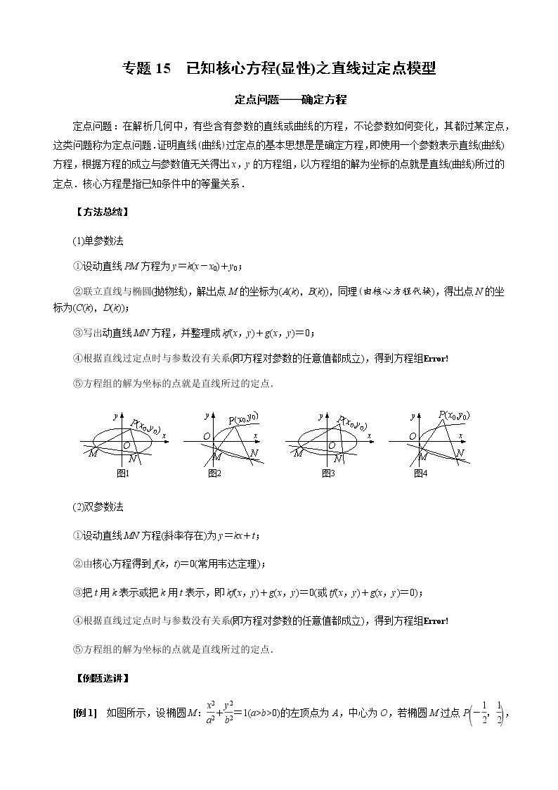 专题15 已知核心方程(显性)之直线过定点模型 (原卷版)01