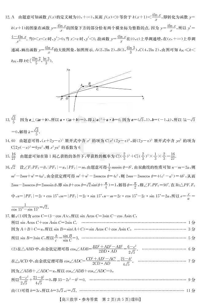 数学(理科)答案第2页