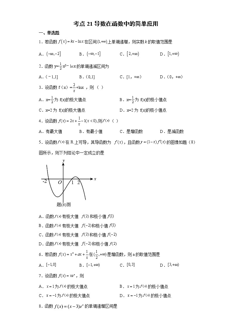 考点21 导数在函数中的简单应用-练习题第1页