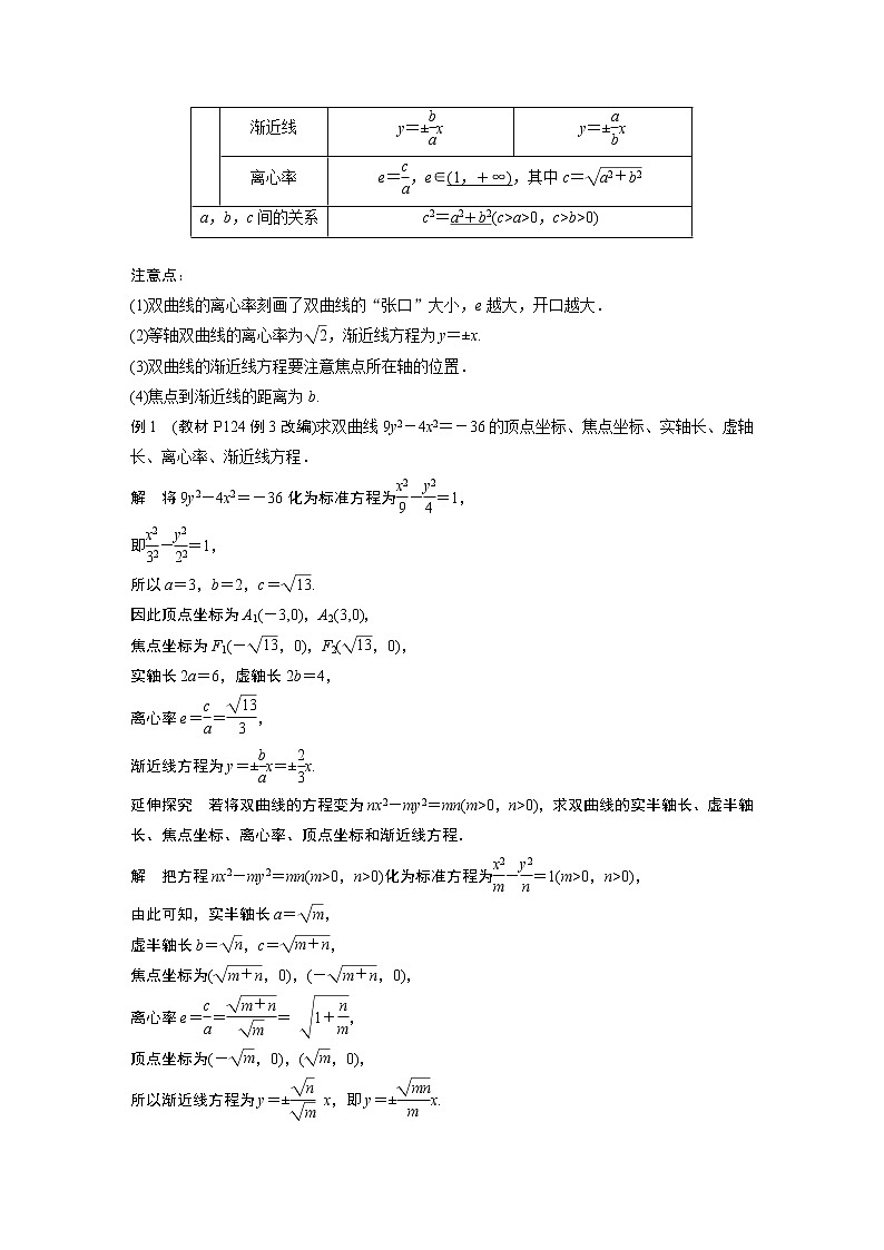 2022年高中数学新教材人教A版选择性必修第一册学案第三章 §3.2 3.2.2 第1课时 双曲线的简单几何性质03