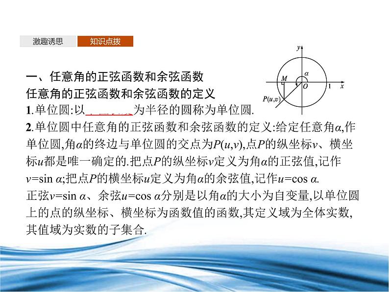 必修2数学新教材北师大版141单位圆与任意角的正弦函数、余弦函数定义142单位圆_3课件PPT第5页